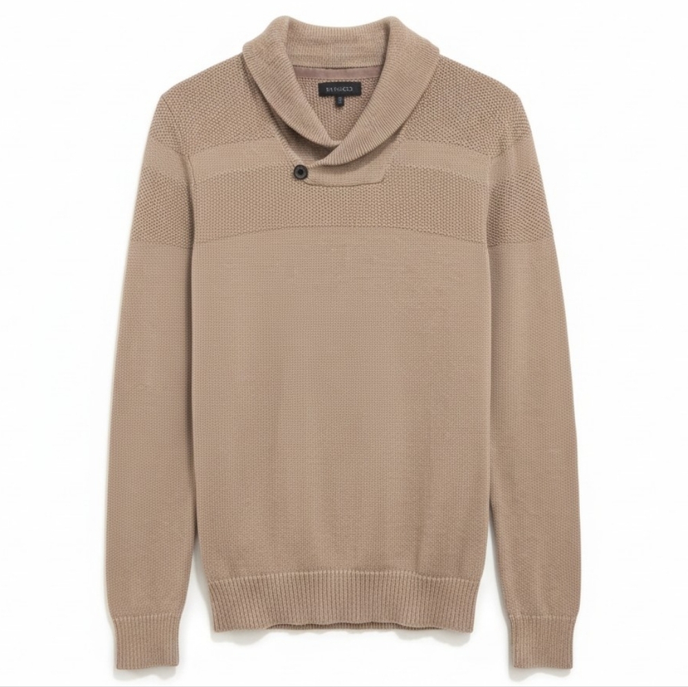 RW&CO Men’s Taupe Knit Sweater XS 100% Cotton Slim Fit